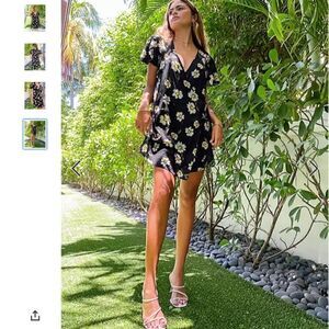 ASOS Reclaimed Vintage inspired mini wrap dress in daisy print Size 10